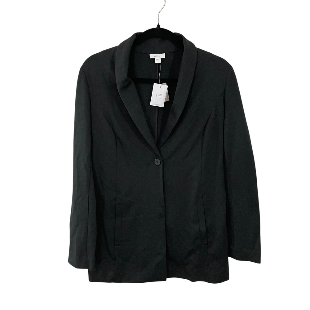NWT J. Jill Black Ponte Blazer Jacket  XS Shawl‎ Collar Button Front Long Sleeve